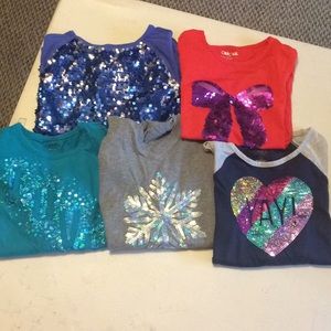 Girls 7/8 long sleeve bling tees. Great condition!